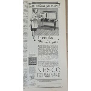 Nesco Gas Cook Stove Vintage 1927 Advertising Page Kitchen Decor